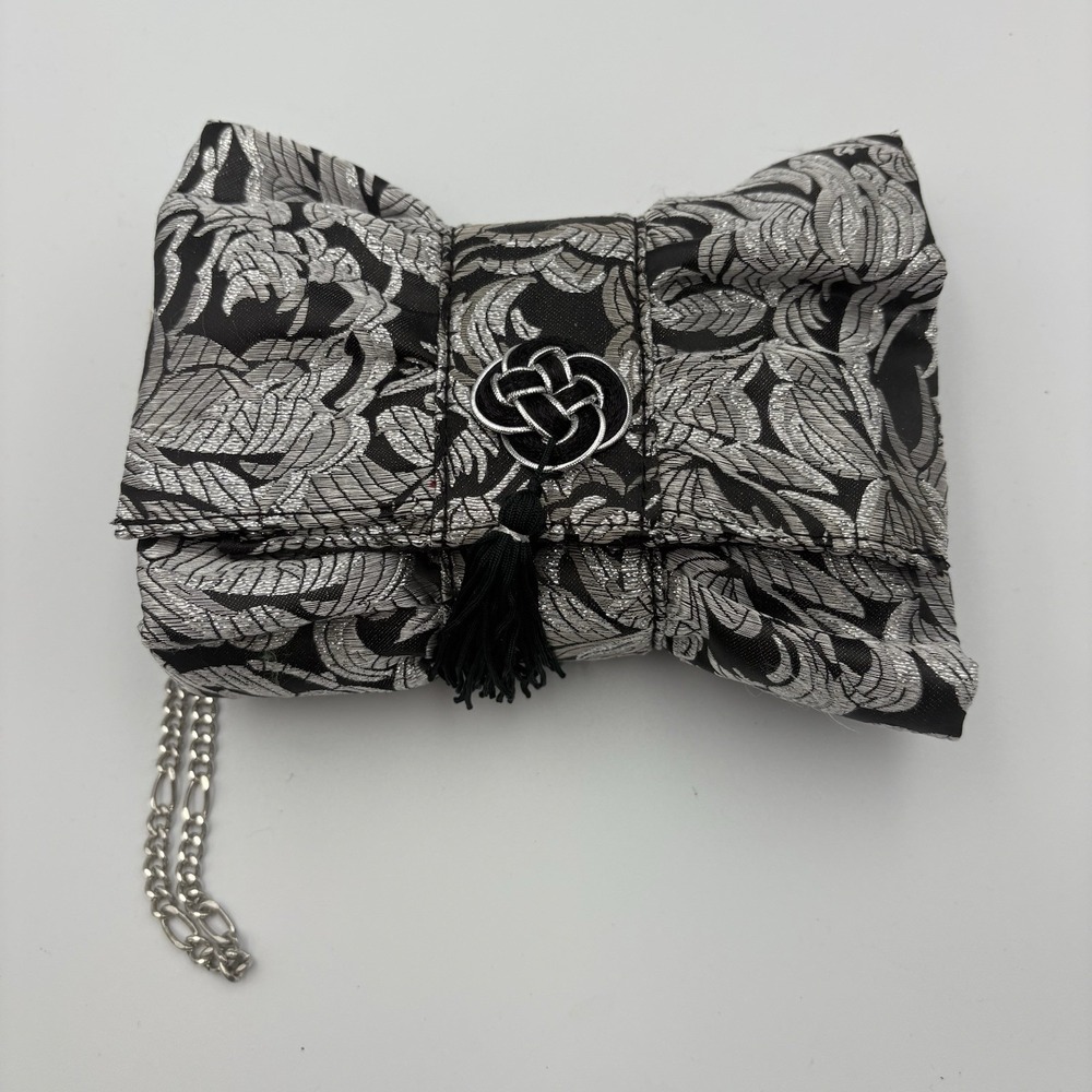 White House Black Market Silver and Black Clutch